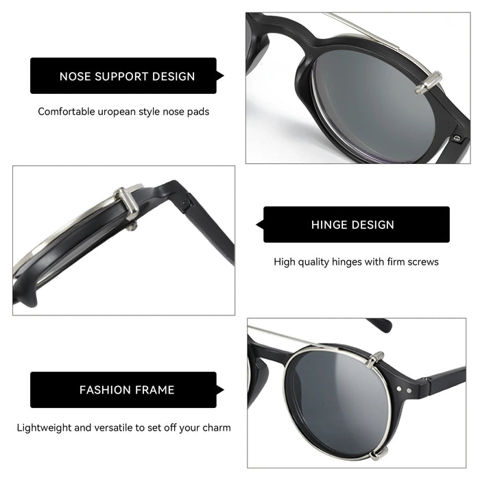 ZENOTTIC 2026 Fashion/Retro Clip On Sunglasses (Anti Blue Light Glasses+Polarized Clip)  for Men Women