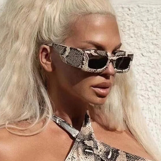 Gafas de sol cuadradas para hombre y mujer, con patrón de serpiente, estilo vintage, retro, oculos, tonos femeninos, UV400