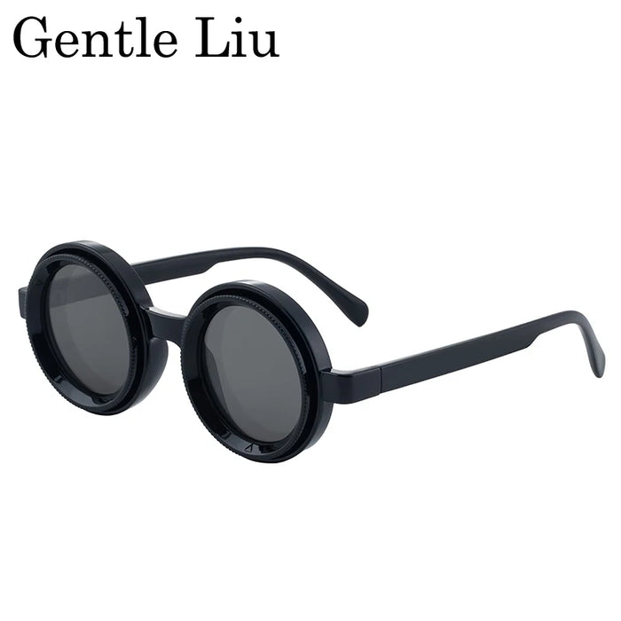 ND9 Gafas de sol polarizadas redondas con atenuación ajustable para hombre 2026, de marca de lujo, estilo punk, para pesca, gafas de sol para exteriores, protección UV400