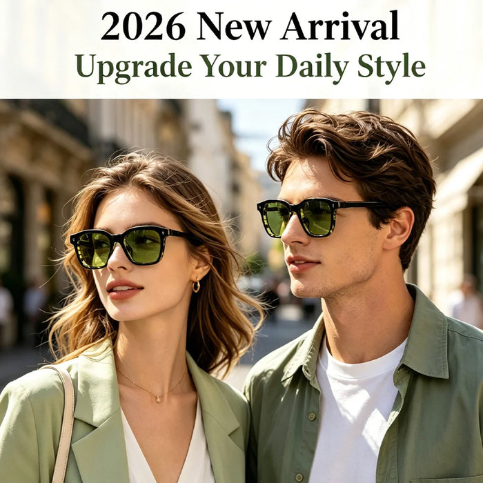 HBK Elegant Square Men's Sunglasses Fashion Frame Vintage Temple Tips Women's Travel Business Party Gift Glasses UV400