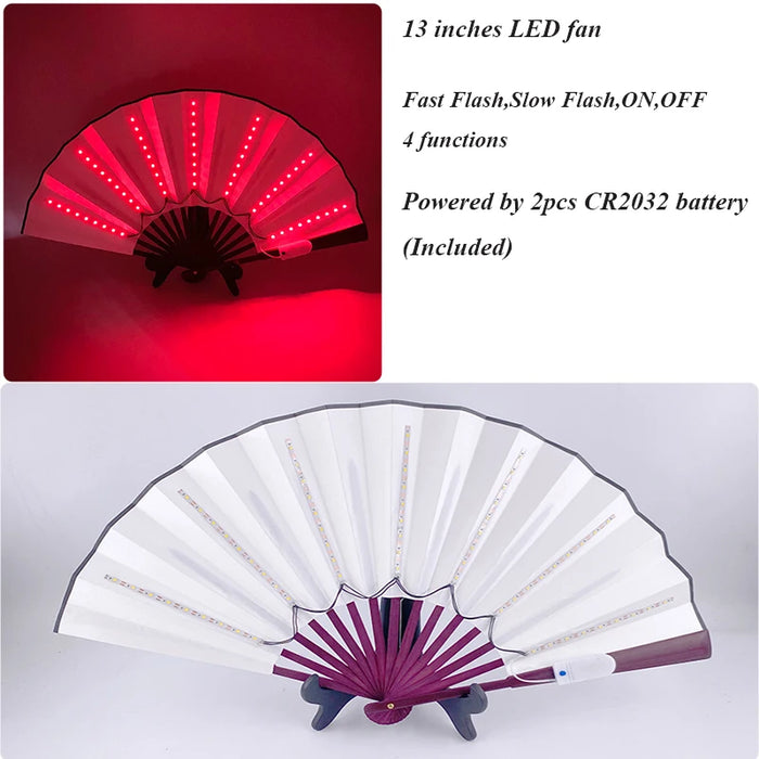 Luminous Folding LED Fan Dancing Light Fan Flashing For Night Music Show Rave Festival Accessories Glowing In The Dark Party