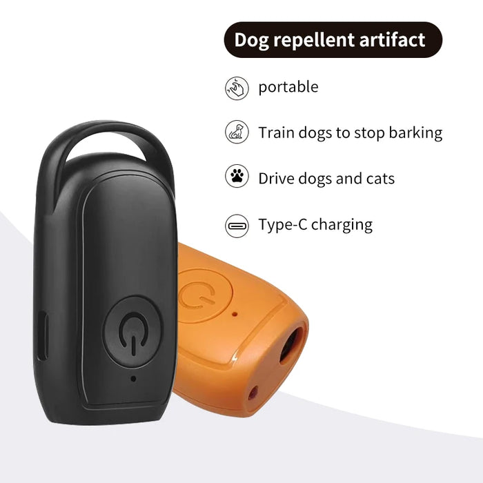 Portable Ultrasonic Dog Repeller 180mAh Rechargeable 23 40KHZ Long Distance Outdoor Deterrent Tool With Flash Light