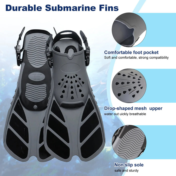 Snorkeling Mask Set, Adult Swimming Fins Set, Silicone Fins, Universal and Adjustable—Snorkeling Gear for a Summer of Fun