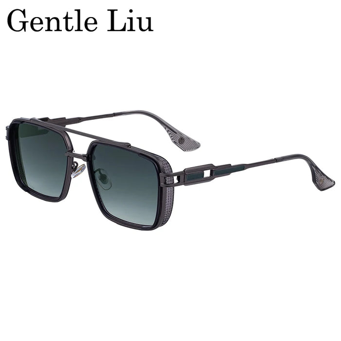 Lunettes de soleil Steampunk Classique Carrées Homme 2026 Marque de luxe Punk Métal Double Pont Lunettes de soleil pour Homme UV400 Lunettes de conduite Punk