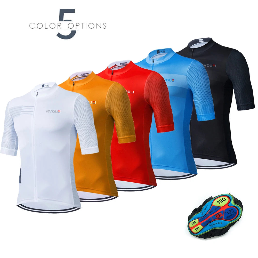 Rvouei Team Men Cycling Jersey Cycling Racing Tops Short Sleeve Cyclist Clothes Shirt Maillot Summer Bicycle Bike Wear