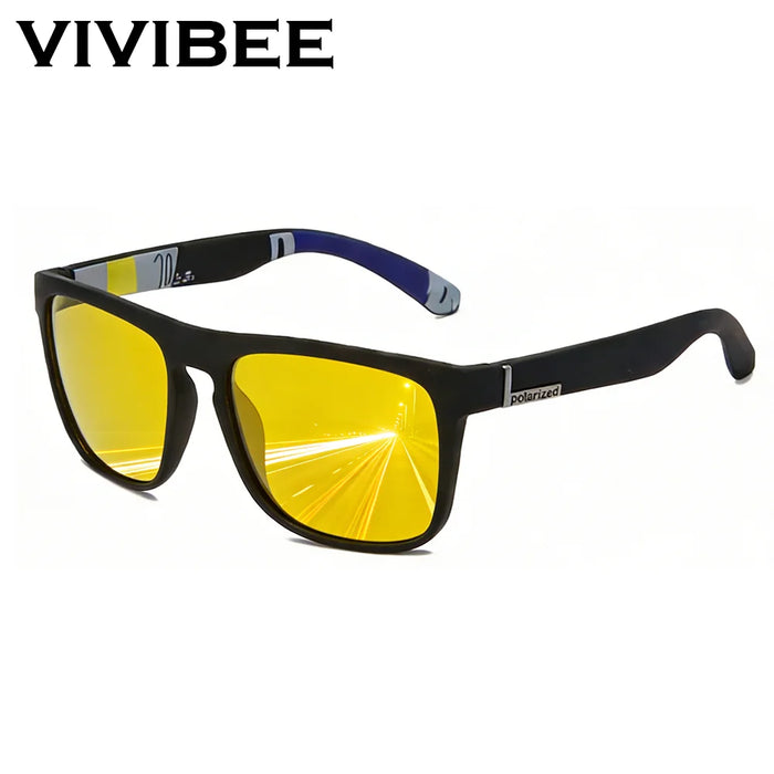 VIVIBEE Night Vision Glasses Yellow Polarized UV400 Men Square Driving Goggles Sports Women Anti Glare Car Eyepieces