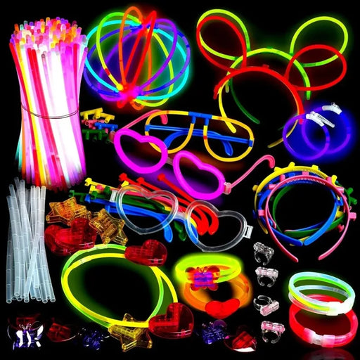 Lot de 50/100 bâtons lumineux avec 17 accessoires de bricolage parfaits pour des fournitures de fête vibrantes pour les concerts, Halloween, les festivals et les événements