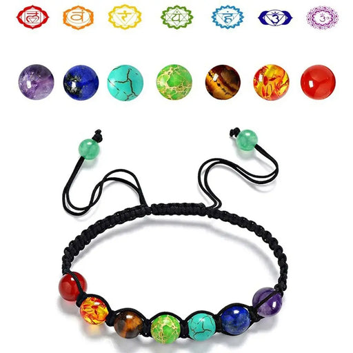 Joyería elástica de 8 mm Abalorio de amatista y ojo de tigre, pulsera de equilibrio curativo de 7 chakras, brazalete de piedra natural, pulseras de piedra natural