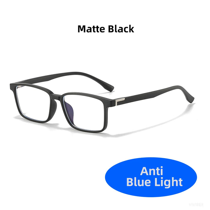 VIVIBEE Classic Square Blue Light Blocking Glasses TR90 Men Women Office Anti Light Black Eyeglasses Computer Filter Goggles