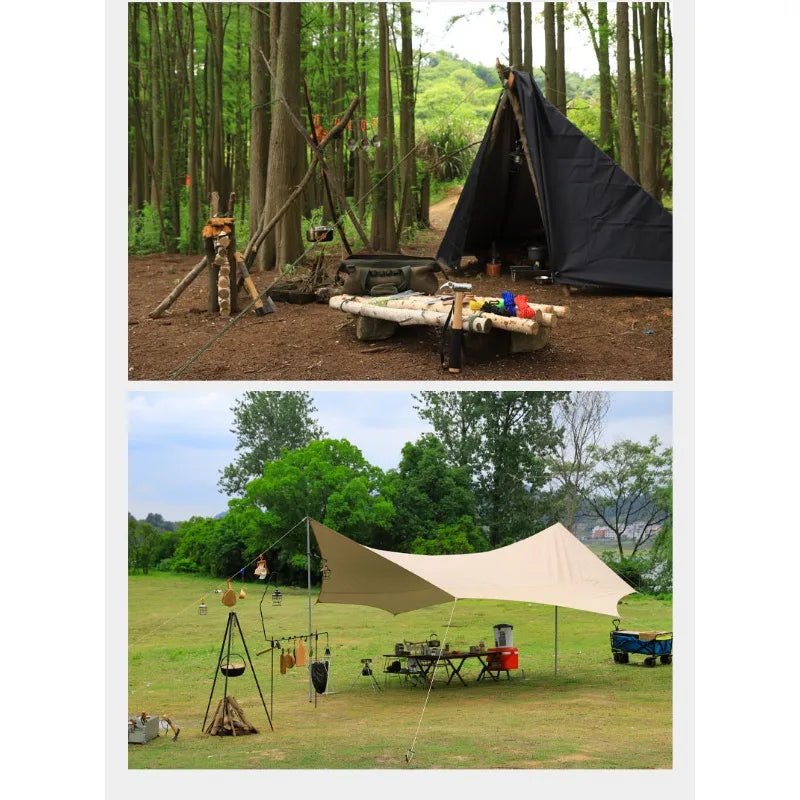 Estacas de Tienda de Campaña de Calidad S45C, Clavijas de Tierra de Acero, Cuerda Utilitaria de Paracord de Núcleo de Nylon para Camping, Jardín, Senderismo