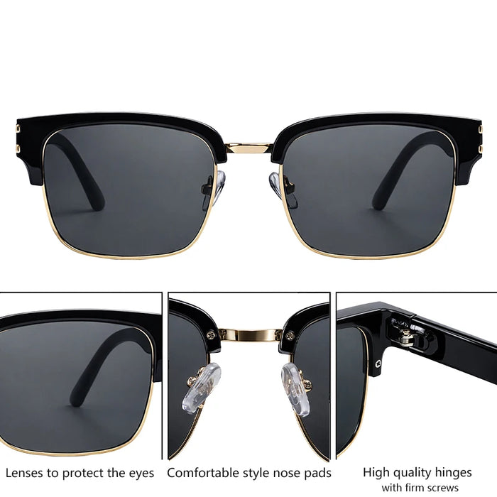 Gafas de sol fotocromáticas cuadradas vintage para hombre, de lujo, de diseñador, montura negra dorada, gafas de sol retro para conducir, Oculos De Sol 2026