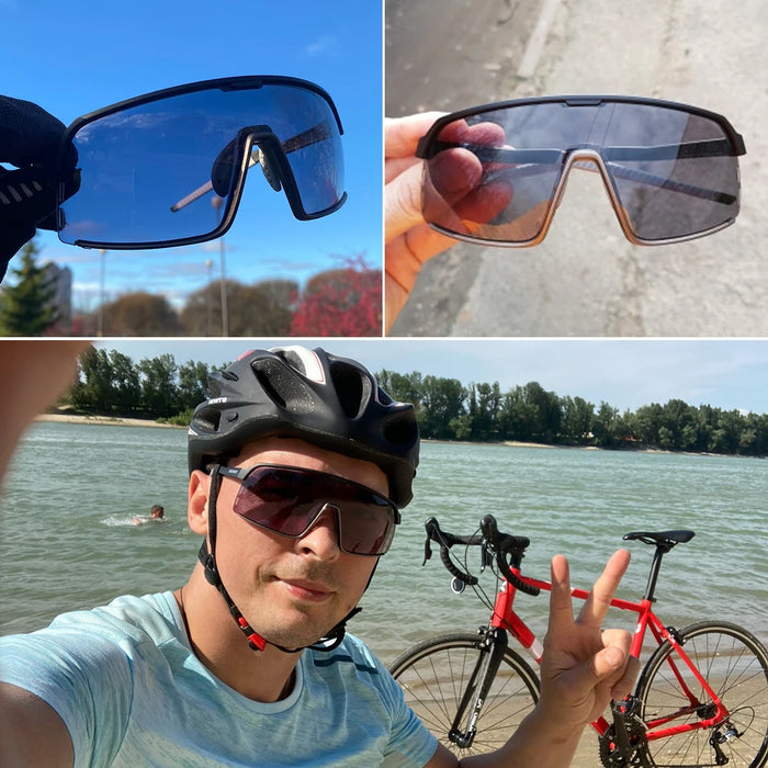ThinkRider Bike Photochromic Cycling Glasses Bicycle Glasses Sports Men's Sunglasses MTB Road Cycling Eyewear Protection Goggles