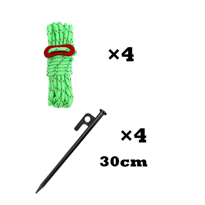 Estacas de Tienda de Campaña de Calidad S45C, Clavijas de Tierra de Acero, Cuerda Utilitaria de Paracord de Núcleo de Nylon para Camping, Jardín, Senderismo