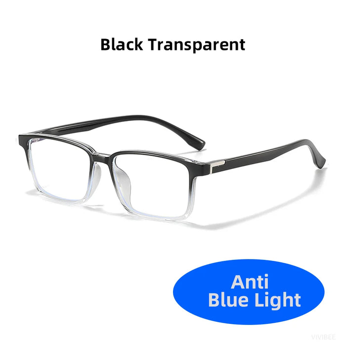 VIVIBEE Classic Square Blue Light Blocking Glasses TR90 Men Women Office Anti Light Black Eyeglasses Computer Filter Goggles