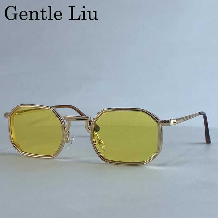 Steampunk Classic Rectangle Sunglasses Men 2026 Luxury Brand Punk Polygon Metal Frame Sun Glasses For Male Driving Eyewear Shade