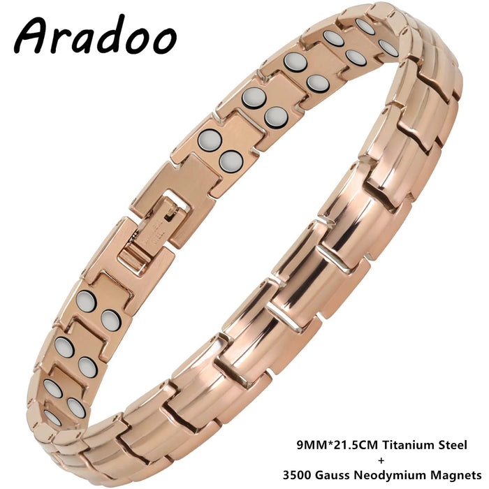 ARADOO Preumium Pure Copper Bracelet for Men Women Double Row Magnetic Therapy Wristband Jewelry Gifts