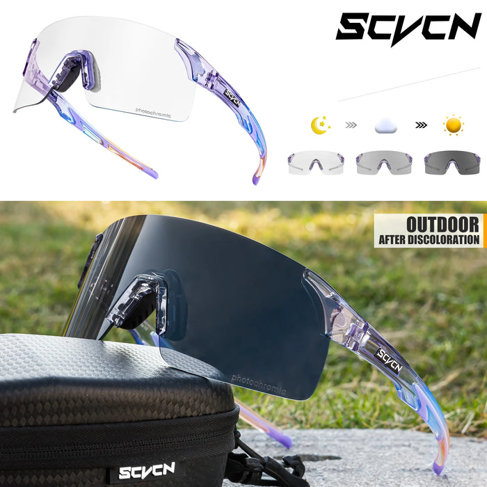 SCVCN New Photochromic Sunglasses Man MTB Climbing Glasses Outdoor Sports Bike Cycling Glasses Women Driving Bicycle Goggles