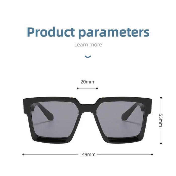 Bungee Large Square Sunglasses for Men Women Vintage Trendy Casual Street Style Shades