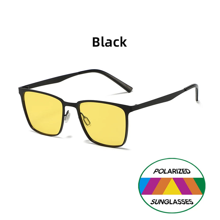 VIVIBEE Lunettes de vision nocturne jaunes en métal pour homme, verres polarisés carrés, conduite, UV400, lunettes de soleil pour femme, 2026, lunettes de pêche