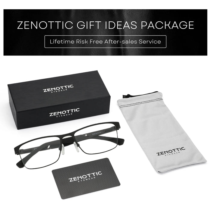 ZENOTTIC Anti Blue Light Reading Glasses for Men Computer Readers Trendy Square High-quality Metal Frame Anti Glare Presbyopic