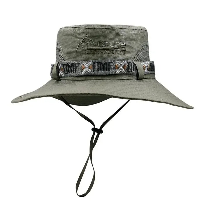 Sombrero de cubo de verano para hombre, protección UV para exteriores, ala ancha, Panamá, Safari, caza, senderismo, malla, pescador, gorra de protección solar para playa