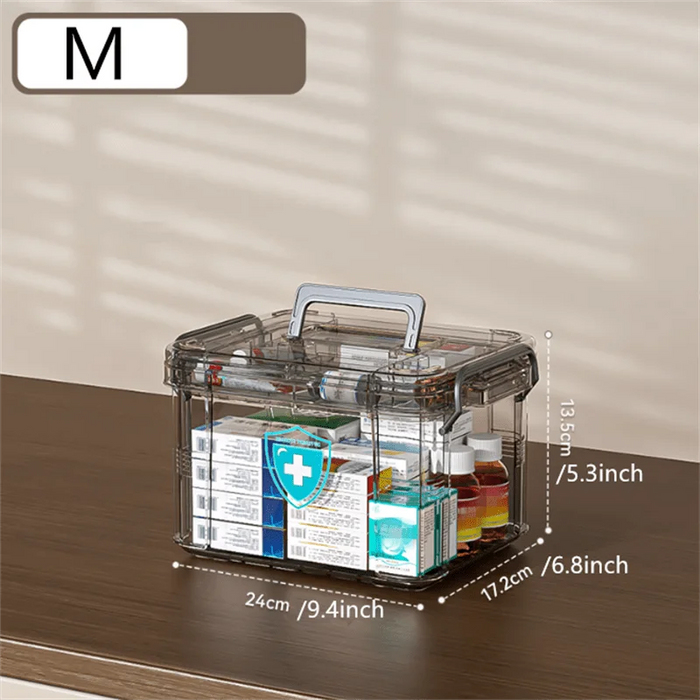 Waterproof Double Layer Transparent Multi Tier Medicine Storage Box Home Bedroom First Aid Storage Container