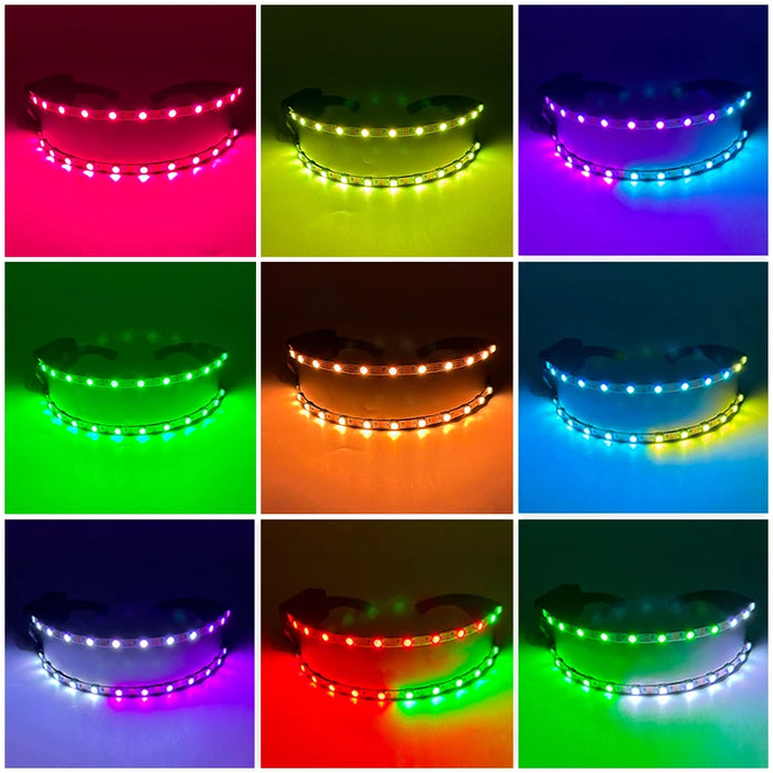 Gafas futuristas cyberpunk luminosas Rave Gafas iluminadas cibernéticas Visor LED que brilla para accesorios de espectáculo de música EDM
