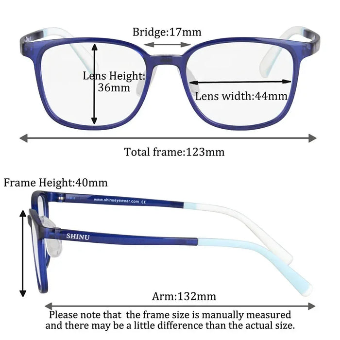 SHINU Lunettes pour enfants 2025 Monture en plastique PPSU Anti-lumière bleue Verres d'ordinateur Lunettes roses pour enfants Monture sans correction