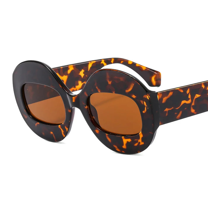 Gafas de sol de mujer de moda redondas con contraste de color, retro ovaladas, lentes transparentes degradadas UV400, gafas de sol modernas estilo punk para hombre