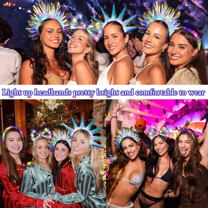 4-24Pcs LED Headbands Glow Party Light Up Headband for Birthday Wedding Favors Rave Costume Headpiece for Women Men Halloween