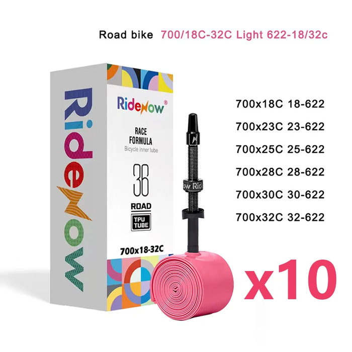 Ridenow Upgraded Metal Nozzle 700c Tpu Inner Tube External Thread Tube 700x18-32c Road Bike Removable Valve Cores Inner Tire