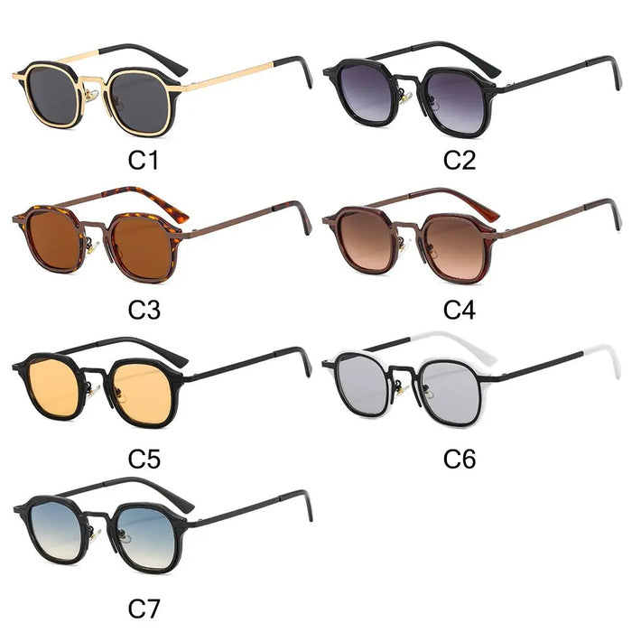 Fashion Small Square Sunglasses for Women Men Retro Tea Brown Punk Shades Vintage Trendy Driving Sun Glasses