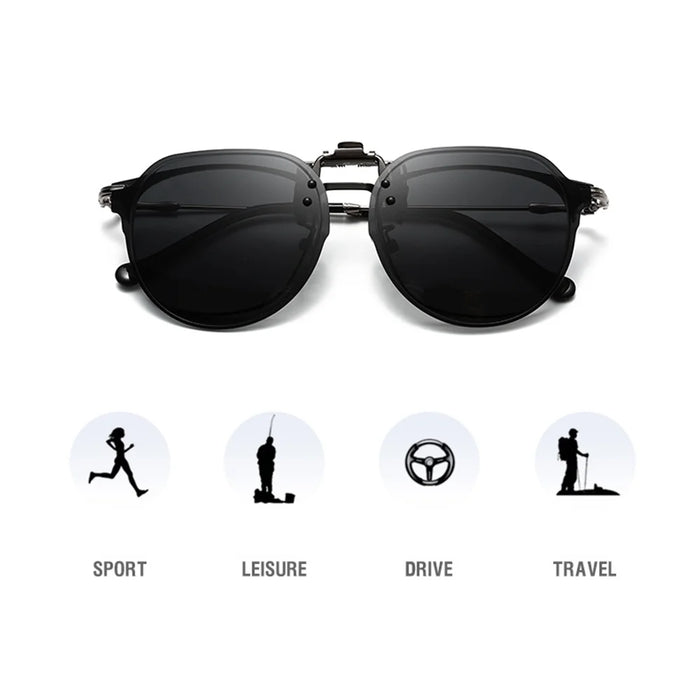 VIVIBEE Flip Up Clip on Sunglasses Polarized Men Driving Women Fishing UV400 Night Vision Sun Glasses Clips Universal Goggles
