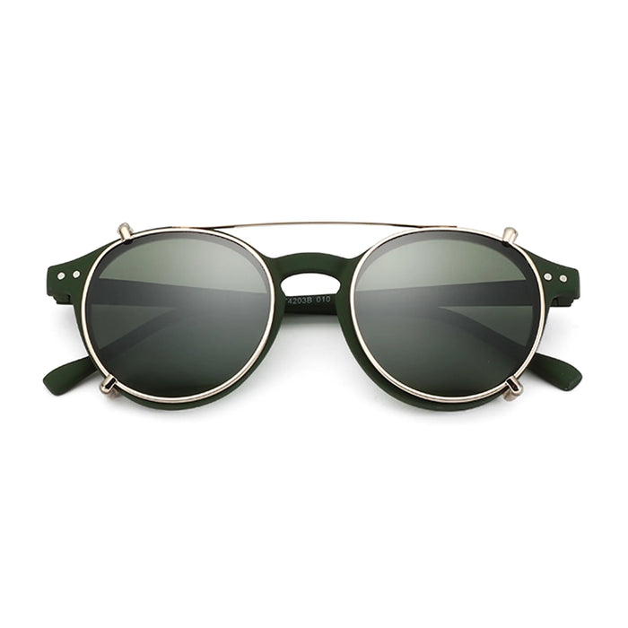 ZENOTTIC-Steampunk Style Clip On Sunglasses for Men Women Anti Blue Light Glasses+Polarized Clip Fashion/Retro Computer Eyewear