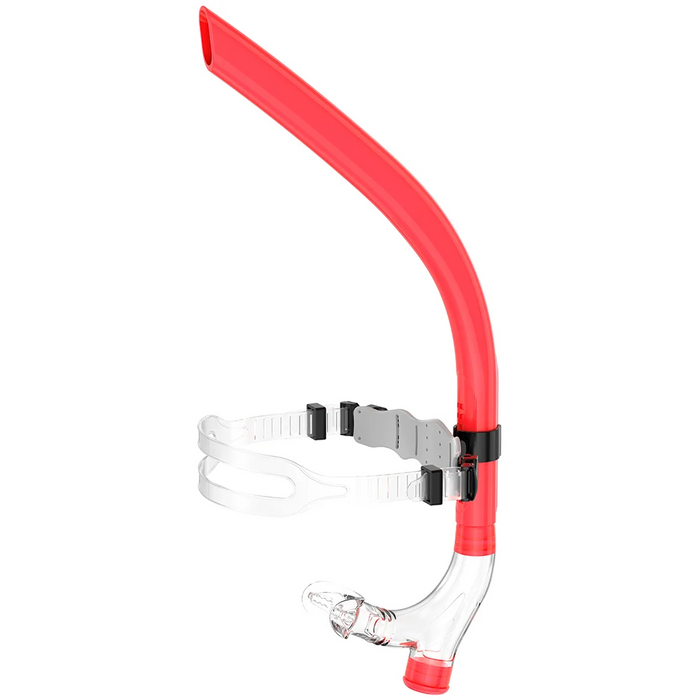 Swim Training Snorkel Frontal Swim Snorkel Tube Center-Mount Front One-Way Purge Valve Swimmer's Snorkel for Lap Swimming