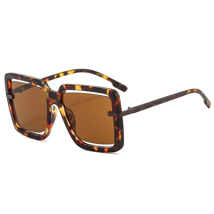 New Oversized Square Sunglasses Women Hollowed-out Boundless Vintage Designer Sun Glasses Shades UV400 Men Luxury Male Female