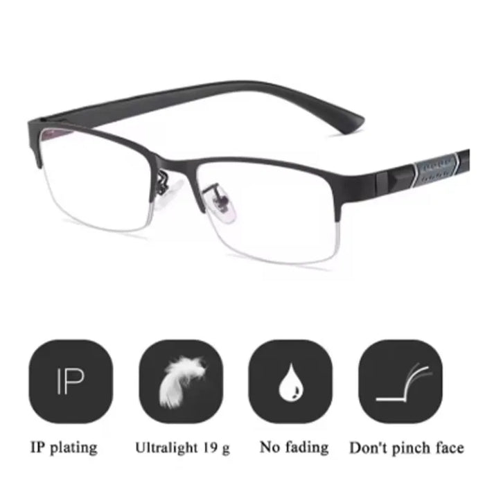 Gafas de lectura para hombre, estilo retro, de negocios, para hipermetropía, con filtro de luz azul, para lectura, de 0 a +4.0