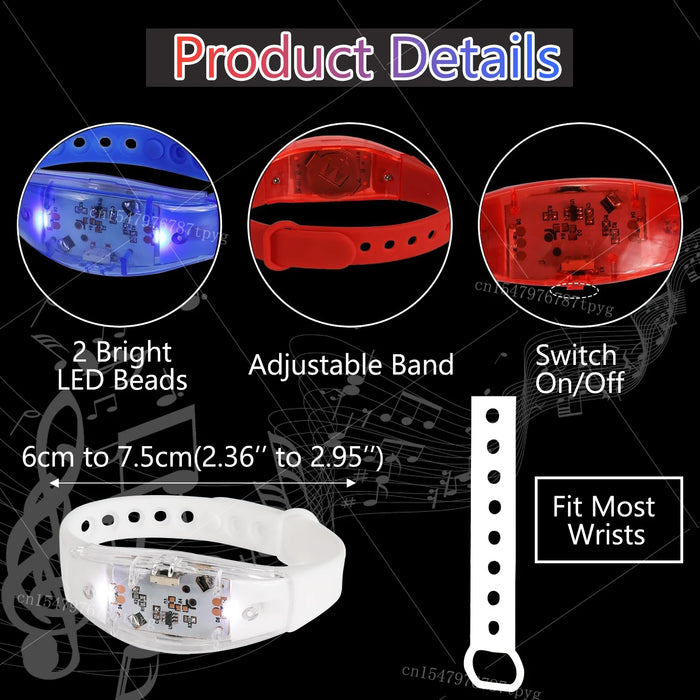 20-200 piezas Pulseras LED personalizables para bodas Pulsera de control de música y sonido Pulsera luminosa ajustable para bodas, cumpleaños, conciertos