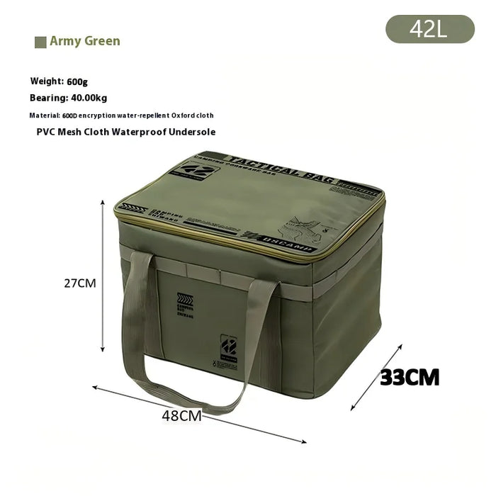 Bolsa de camping táctica aislada e impermeable de 30L/42L/56L, caja de almacenamiento plegable para vajilla de pícnic al aire libre, batería de cocina de campo de gran capacidad.