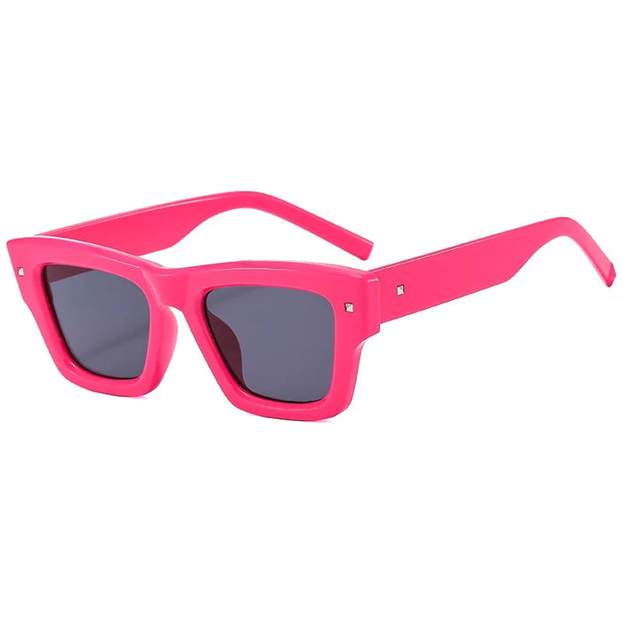 Nouvelles Lunettes de Soleil Carrées Irrégulières Homme Rétro Tendance Rivets Luxe UV400 Femme Lunettes de Soleil Bleues Marque Oculus