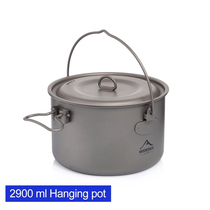Widesea Camping Tableware Titanium Cookware Set Tourism Cauldron Outdoor Cooking Pot Frying Pan Picnic Kitchen Hiking Trekking