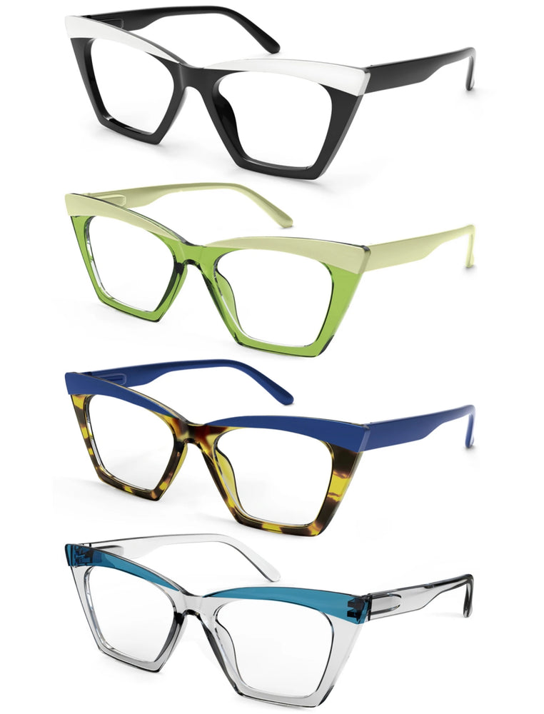 Gafas de lectura grandes para mujer, lectores extragrandes, tipo ojo de gato, bloqueo de luz azul, antifatiga visual/UV, a la moda, XL