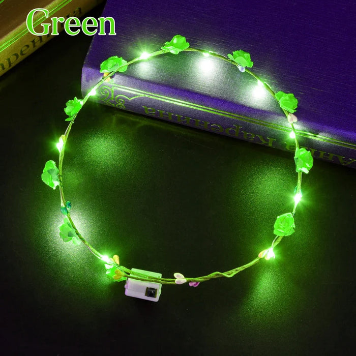 10-300Pcs LED Flower Crowns Light Up Headbands Glowing Flower Crown Garland Glow in the Dark Headband for Wedding Party favors