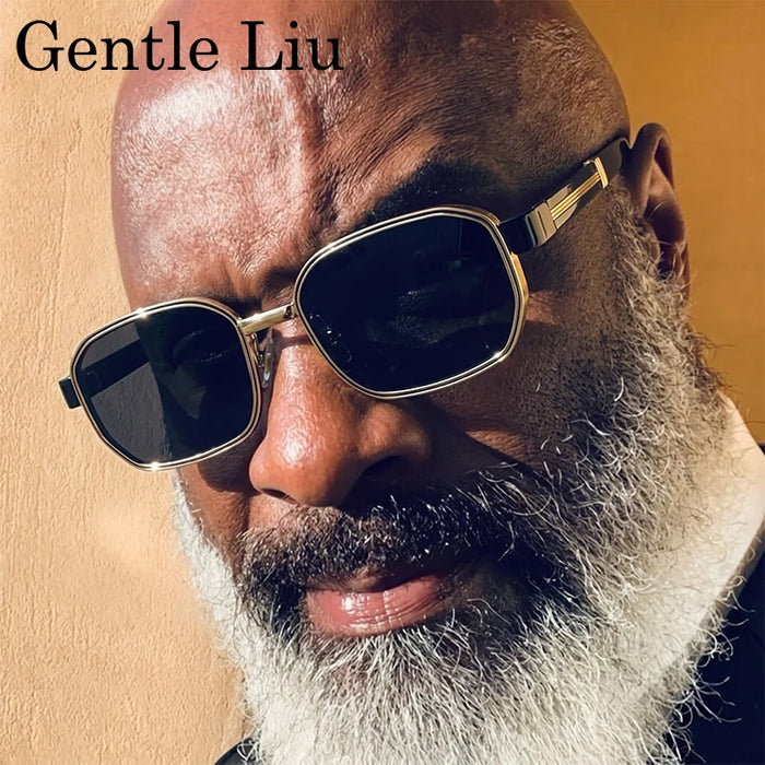 Rectangle Steampunk Sunglasses Men 2026 Luxury Brand Hip Hop Vintage Gold Frame Sun Glasses Male Retro Punk Streetwear Eyewear