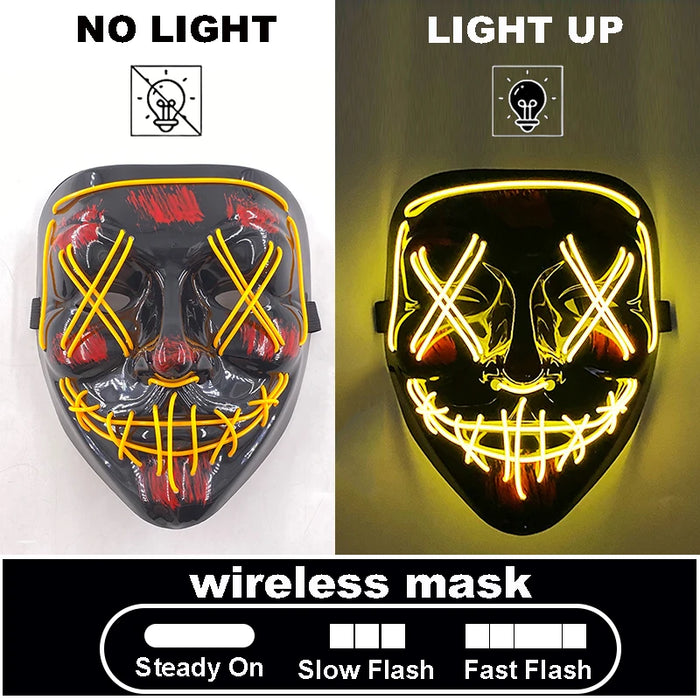 Máscara LED luminosa V de Vendetta, máscara facial completa anónima que brilla en la oscuridad para fiestas, raves, Halloween, cosplay y accesorios de disfraces.