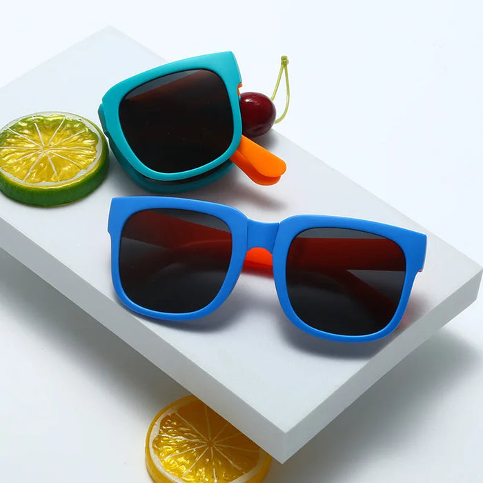 Colorful Folding Sunglasses Outdoor Sunglasses Boys Girls Brand Design Square Glasses Eyewear Protection Uv400