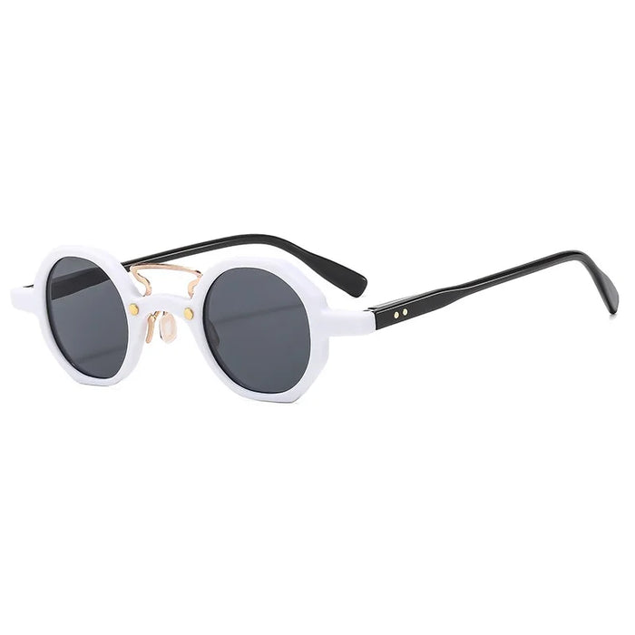 Lunettes de Soleil Rondes Vintage pour Femmes, Mode, Verres Clairs Océan, Protection UV400, Rivets, Hommes, Oculus