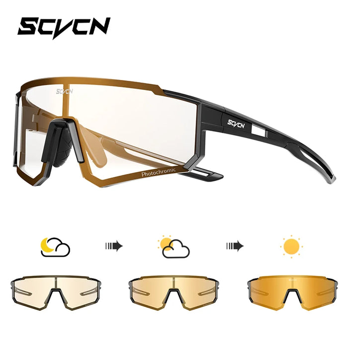 SCVCN Color Photochromic Cycling Glasses Men MTB Cycling Sunglasses Women Road Bike Glasses Outdoor Sports Bicycle Sunglasses