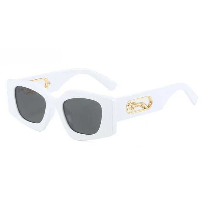 Nouvelles lunettes de soleil œil de chat femmes hommes verres dégradés carrés monture PC décor léopard marque designer lunettes de soleil UV400