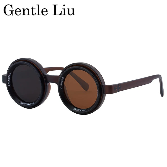 Polarized ND9 Adjustable Dimming Sunglasses Men 2026 Trendy Punk Round Sun Glasses UV400 Outdoor Shades Fishing Filter Eyewear